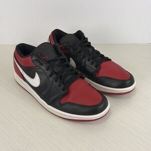 Air Jordan 1 Low Mens Size 10.5 Alternate Bred Toe Black/Red ‎ 553558-066